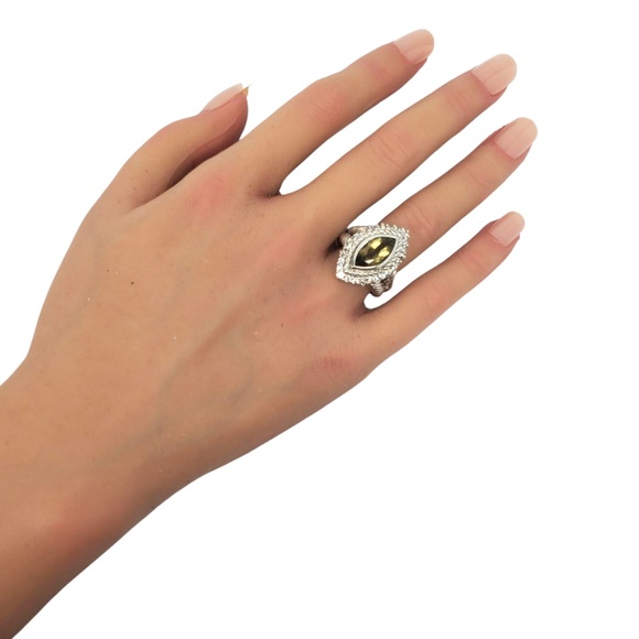 Judith Ripka Sterling Silver Marquise Quartz & CZ Ring Size 7 #21156 - Picture 13 of 13